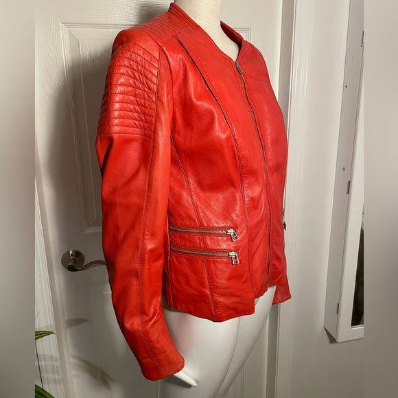 Beautiful Orange Danier Leather Moto style jacket - Picture 1 of 9